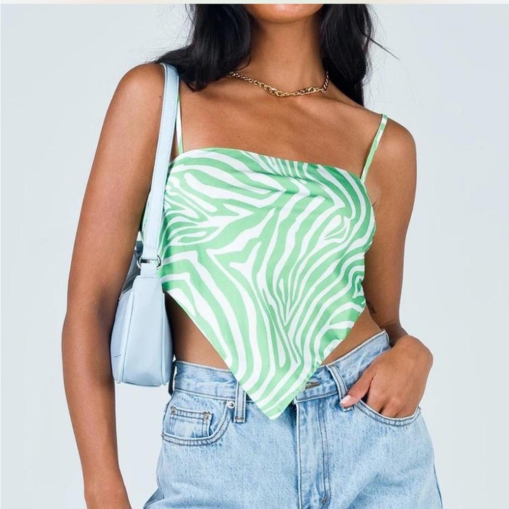 Princess Polly Green Zebra Tank Top